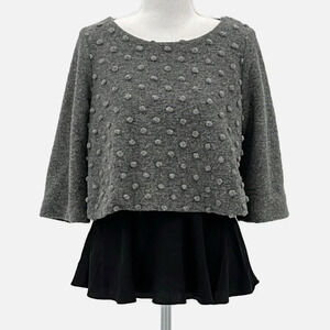 Amadi Kiara Ruffle Crop Top in Gray & Black - Size Small